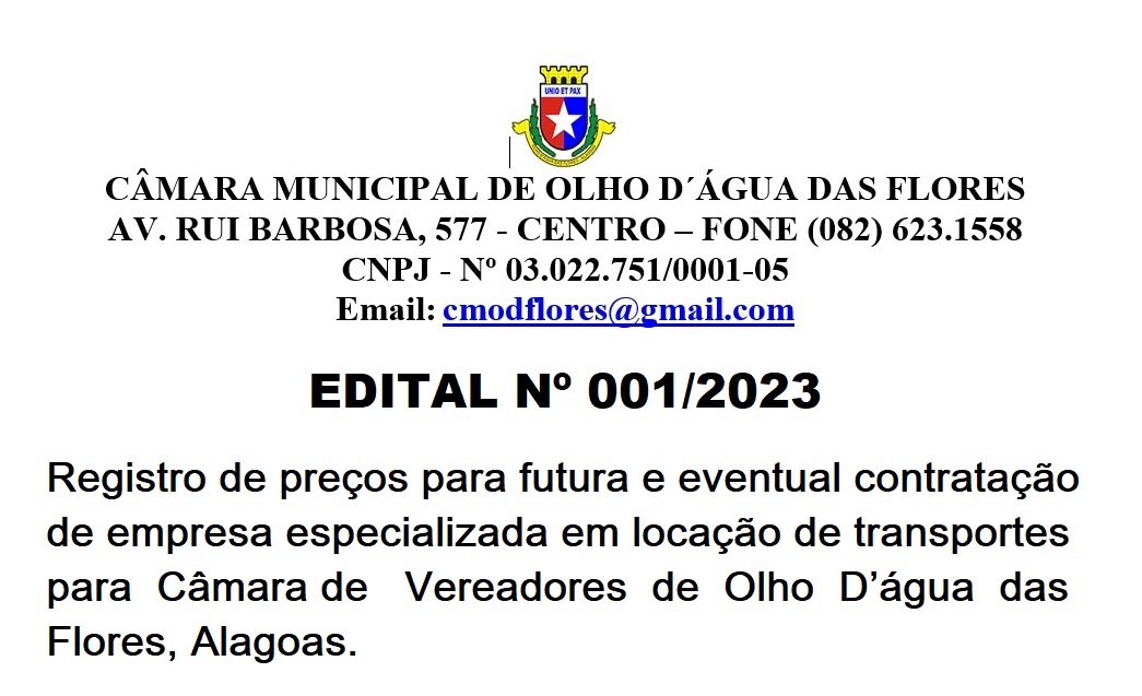 EDITAL DE PREGÃO Nº 01/2023